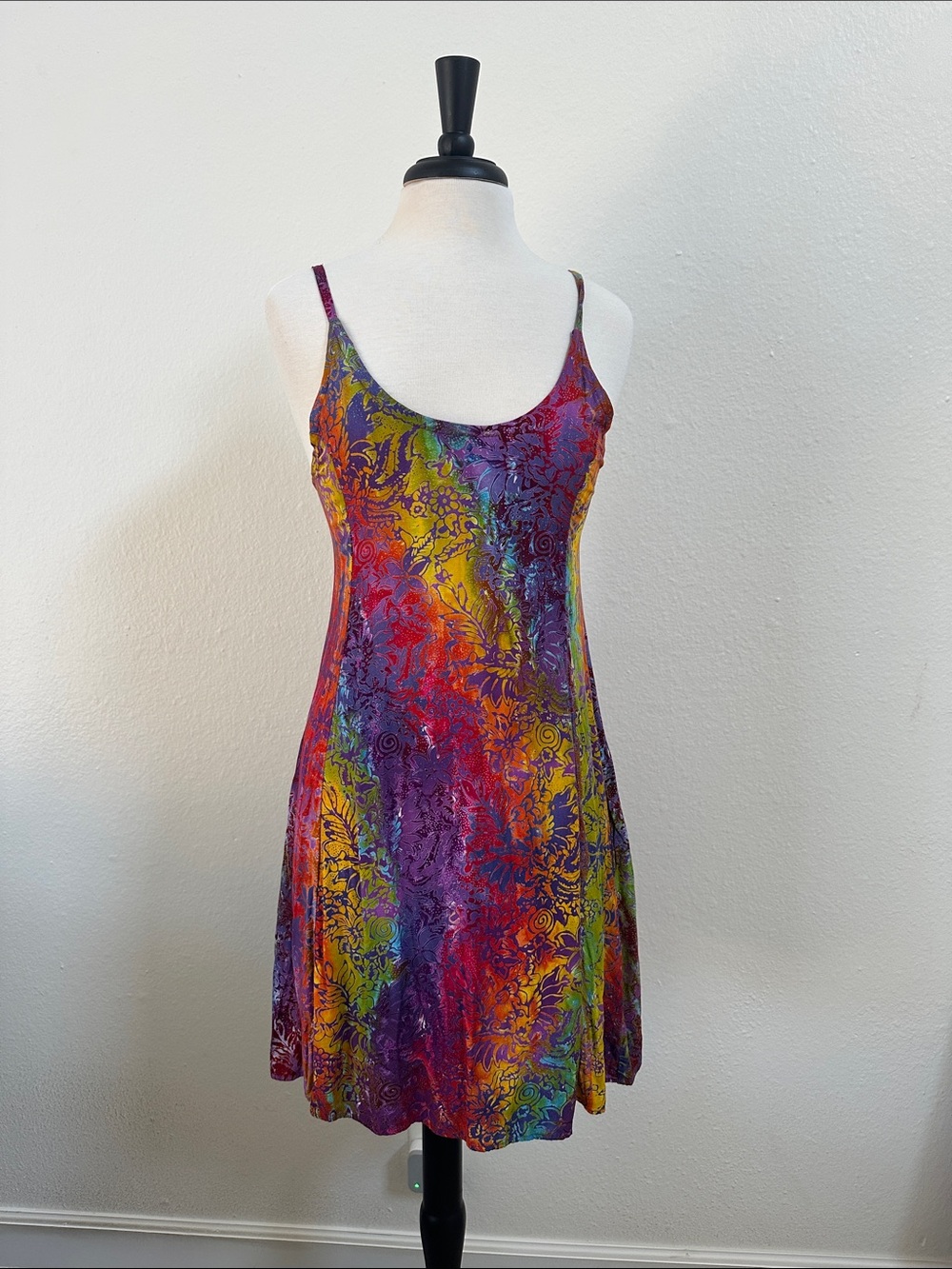 Rainbow Tie Dye Floral Print Festival Dress